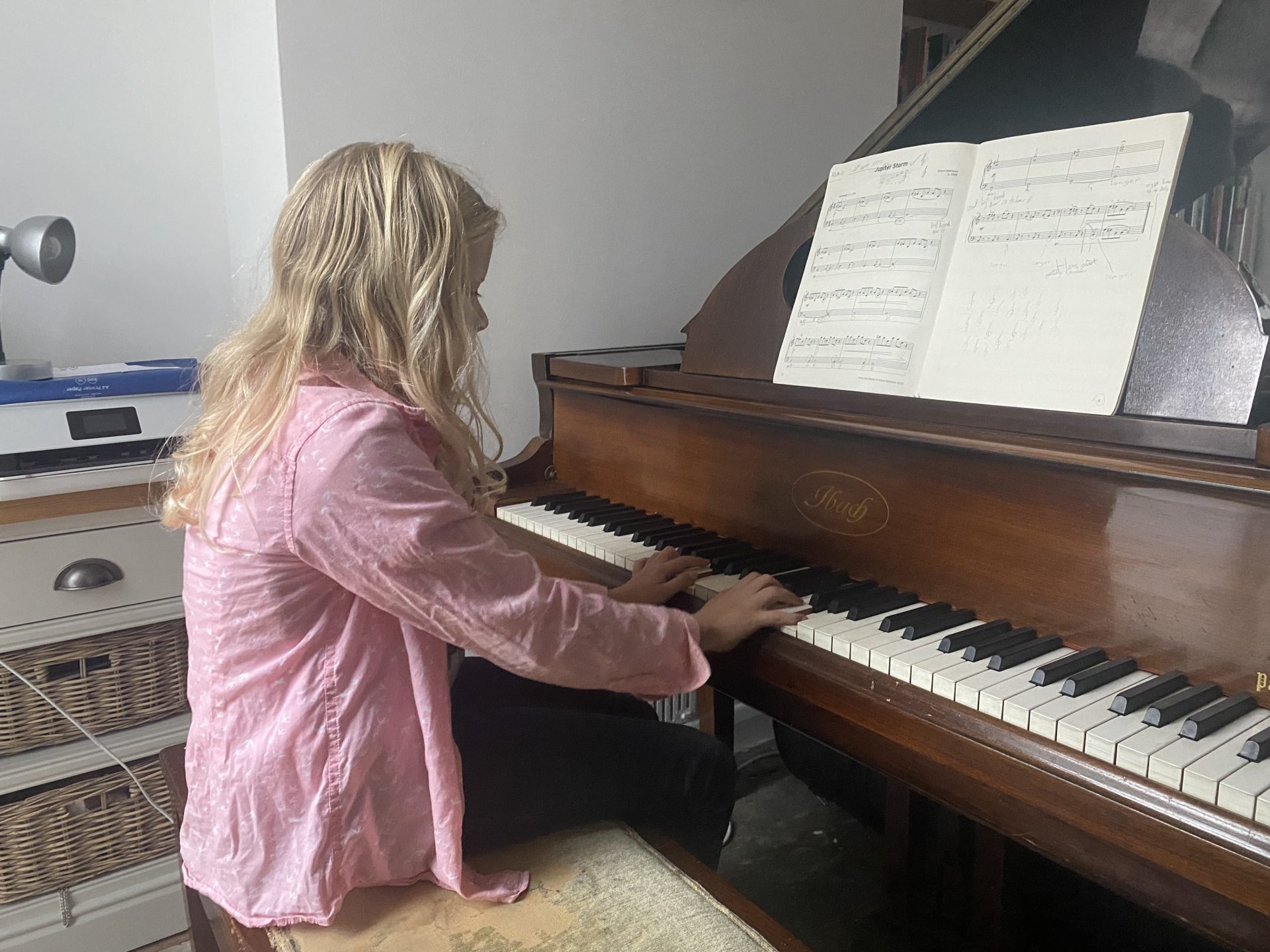 Young piano student
